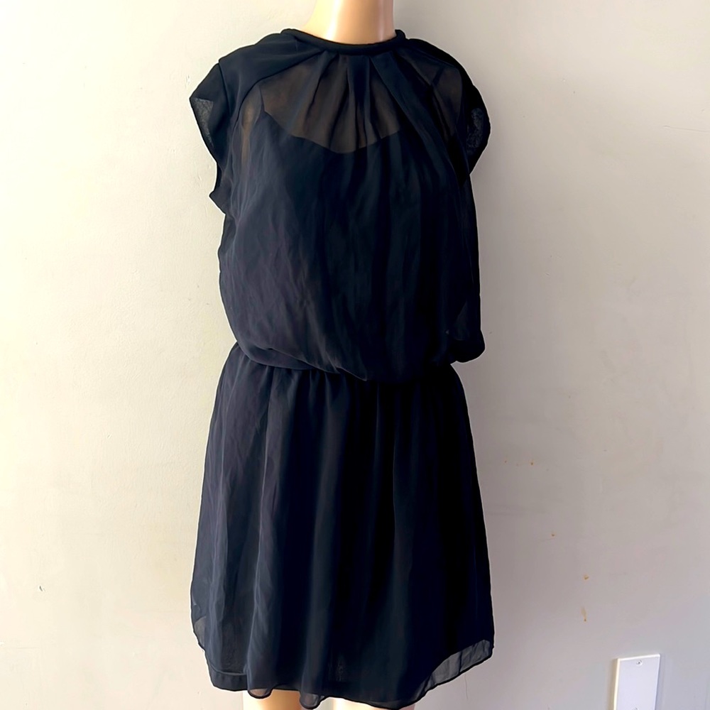 Women black sheer dress with camisole inside size small.